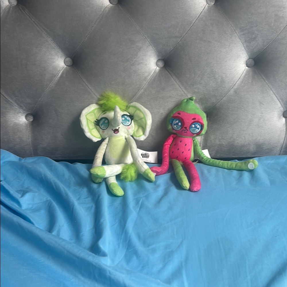 Green and Pink Plush Toy Set